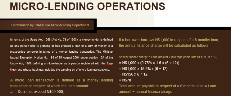 MICRO-LENDING OPERATION